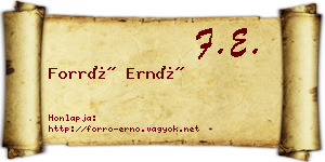 Forró Ernő névjegykártya